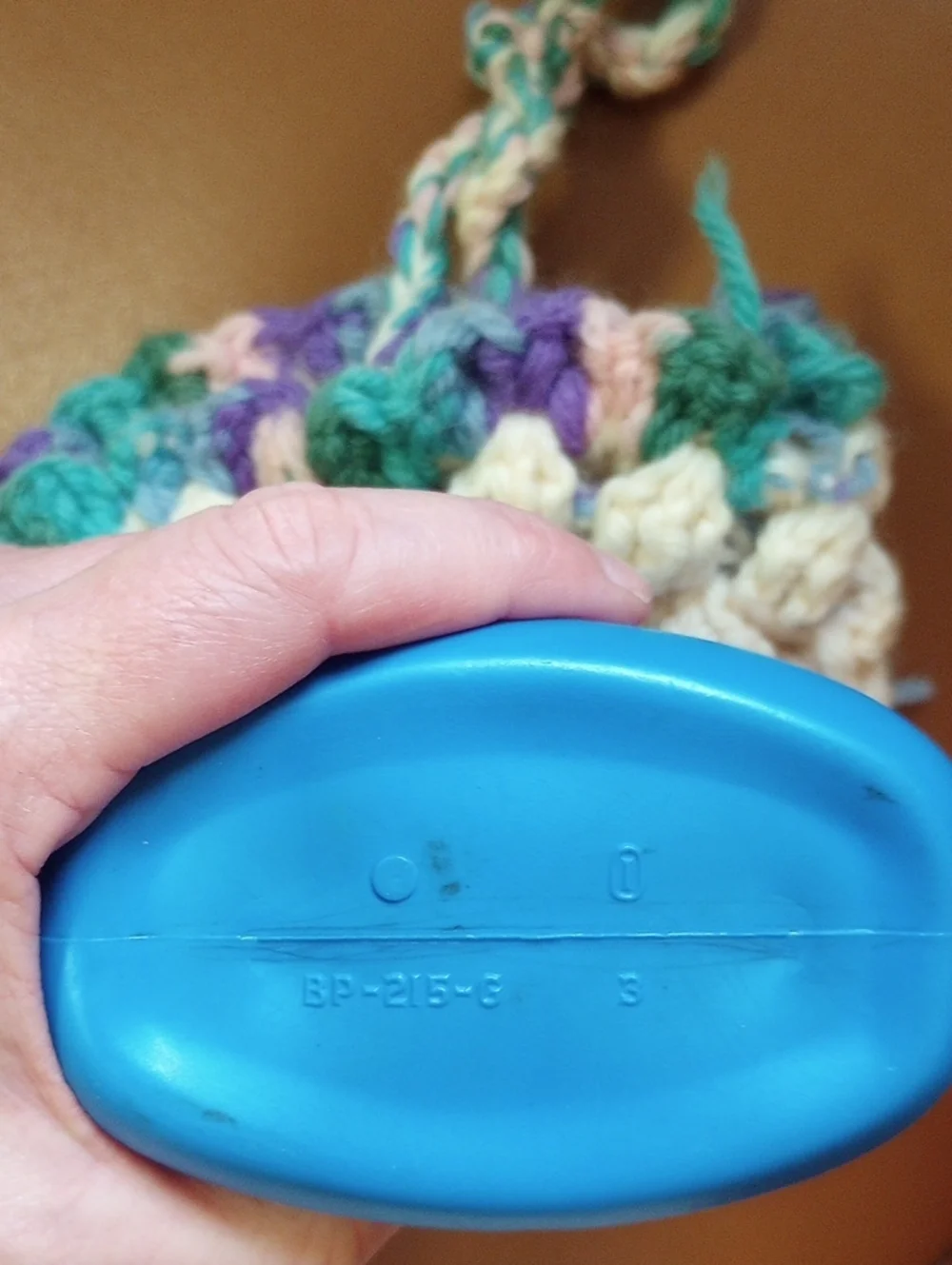 RARE Vintage Retro Knit or Crocheted Purse. Blue Aqua Green Pink Cream Purple